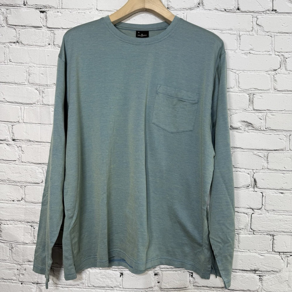 Vintage Ted Lapidus Paris Men's Shirt XL Crewneck Long Sleeve Textured Space Dye